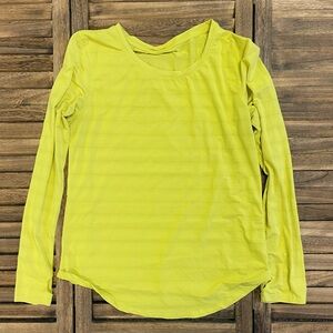 ZYIA Buttery Sunshine Lemon Yellow Long Sleeve Stripe Tee Small